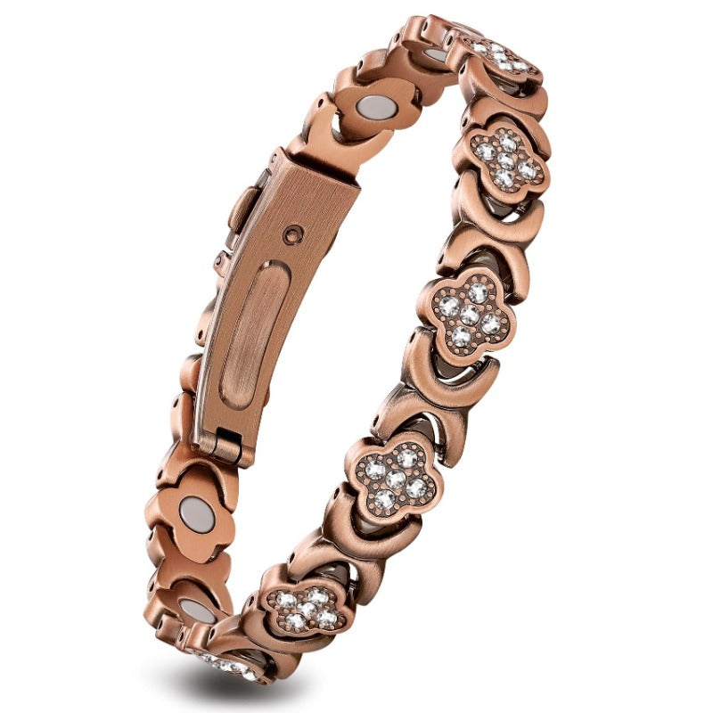 GlamClover Infinity Clover Copper Magnetic Bracelet with Adjuster