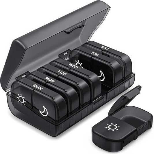 AM PM Weekly Pill Organizer – Travel-Friendly, Large Capacity & BPA-Free