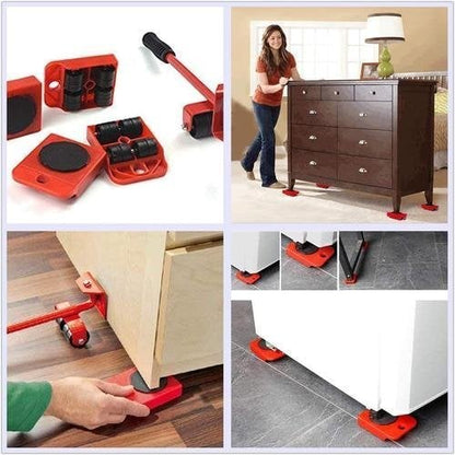 Moving Tools Set with Adjustable Height 360° Rotating Wheels